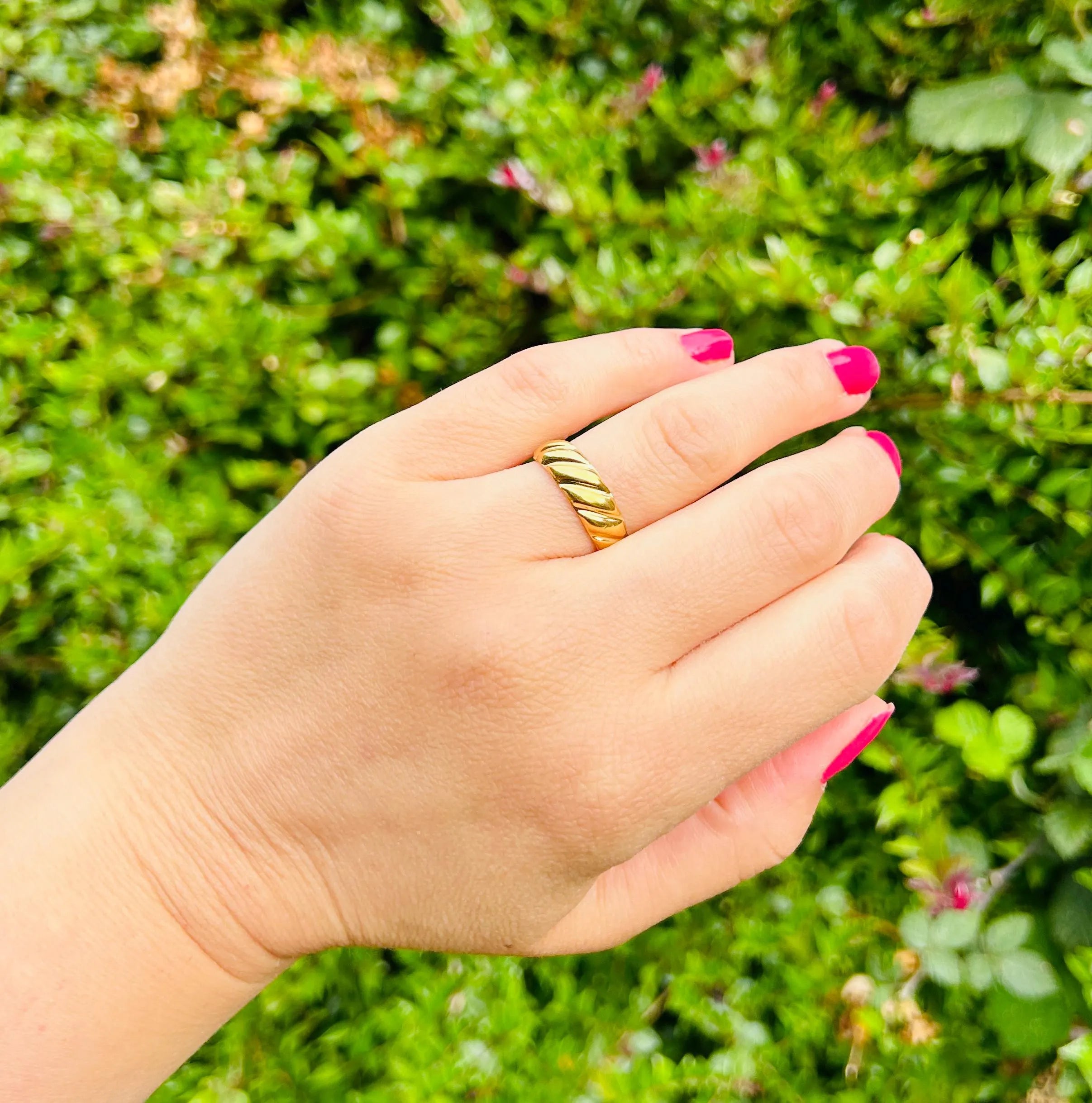 Tarnish Free Gold Ring, Waterproof Gold Ring, Croissant Ring, Dome Ring, Thumb Ring, Adjustable Ring, Stacking Rings, Minimalist Ring