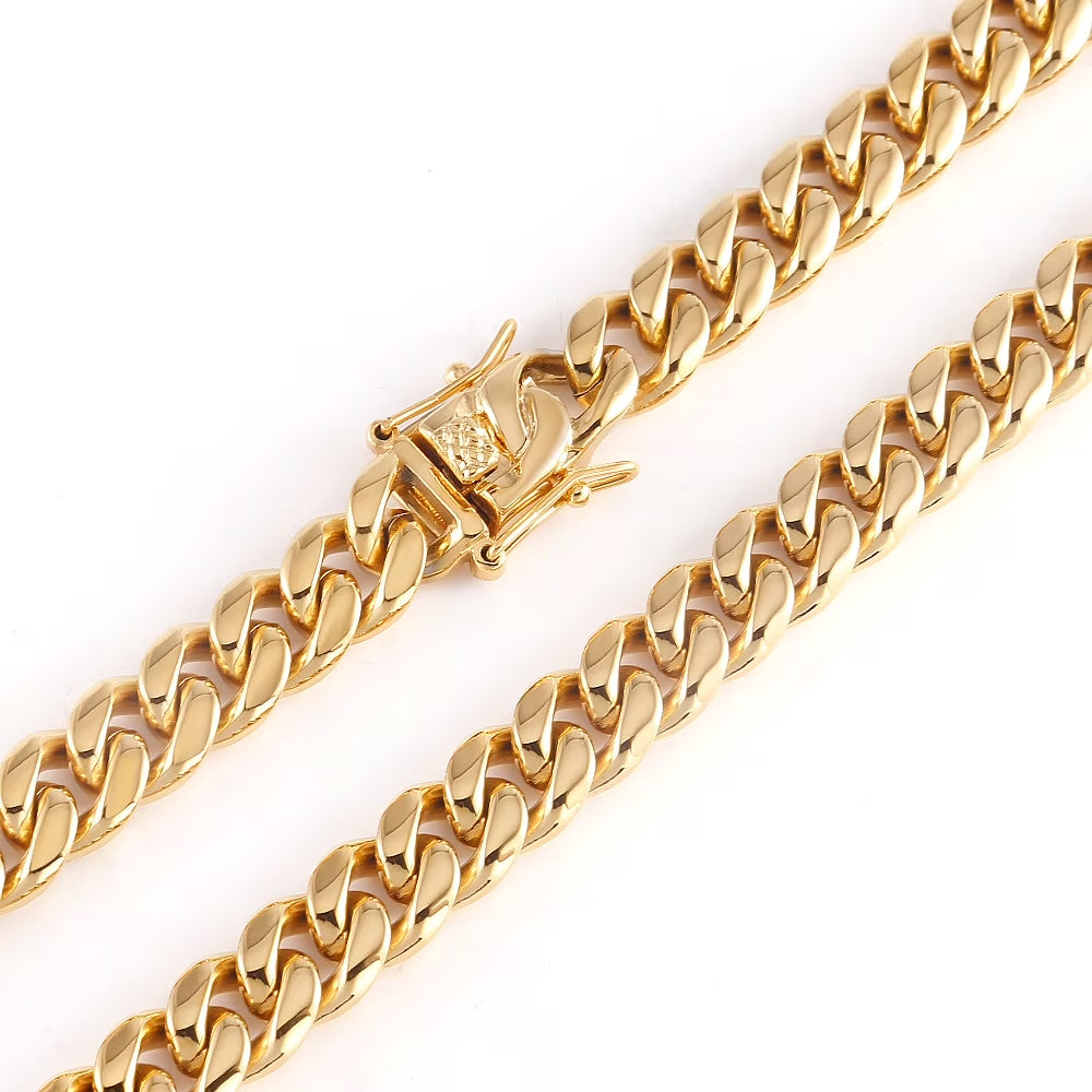 Cuban Link Chain Necklace Gold Stainless Steel Hip Hop Men Women