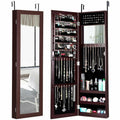 53 In. Dark Brown MDF Jewelry Boxes, Jewelry Organizer with Mirror
