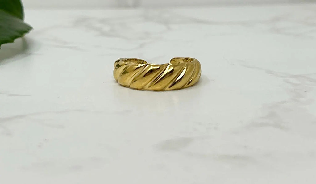 Tarnish Free Gold Ring, Waterproof Gold Ring, Croissant Ring, Dome Ring, Thumb Ring, Adjustable Ring, Stacking Rings, Minimalist Ring