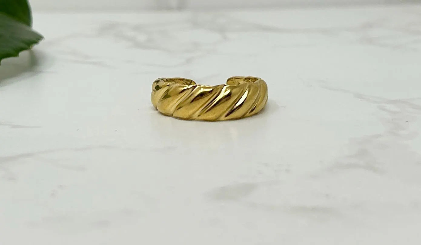 Tarnish Free Gold Ring, Waterproof Gold Ring, Croissant Ring, Dome Ring, Thumb Ring, Adjustable Ring, Stacking Rings, Minimalist Ring