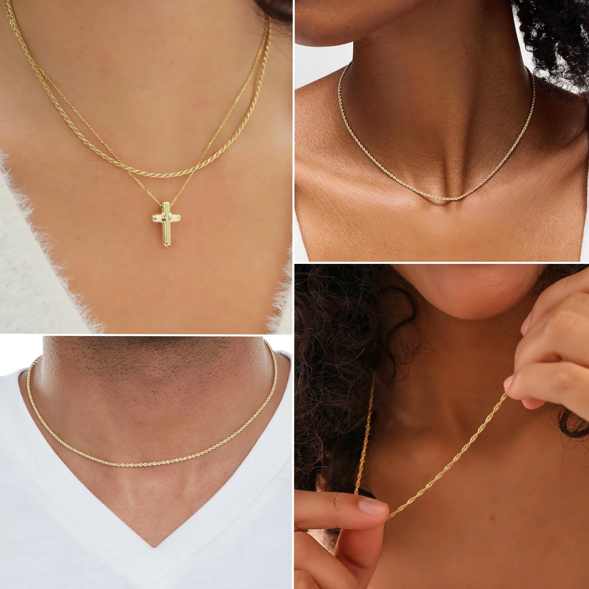 DORANA 18K Gold Plated Chains for Women 1.5Mm/2Mm Non Tarnish Twist Rope Necklace Birthday Mothers Day Graduation Jewelry Gifts Teen Mom Her Adult Lady Girlfriend Wife Age Ideas 16/18/20/22/24 Inch