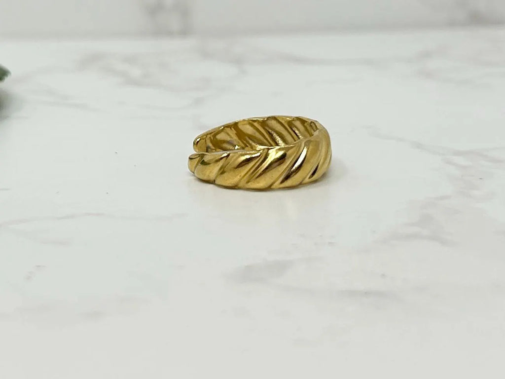 Tarnish Free Gold Ring, Waterproof Gold Ring, Croissant Ring, Dome Ring, Thumb Ring, Adjustable Ring, Stacking Rings, Minimalist Ring