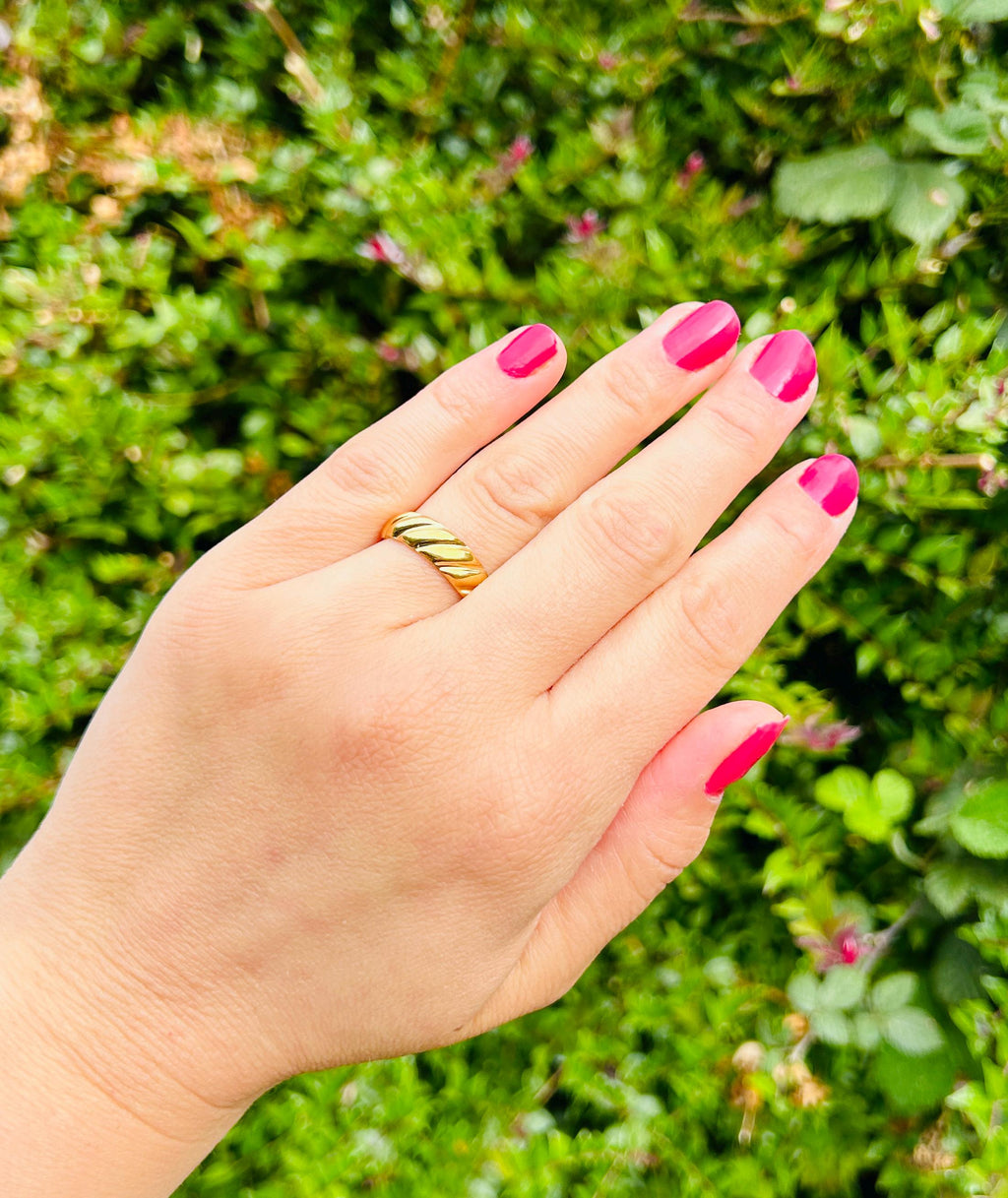 Tarnish Free Gold Ring, Waterproof Gold Ring, Croissant Ring, Dome Ring, Thumb Ring, Adjustable Ring, Stacking Rings, Minimalist Ring