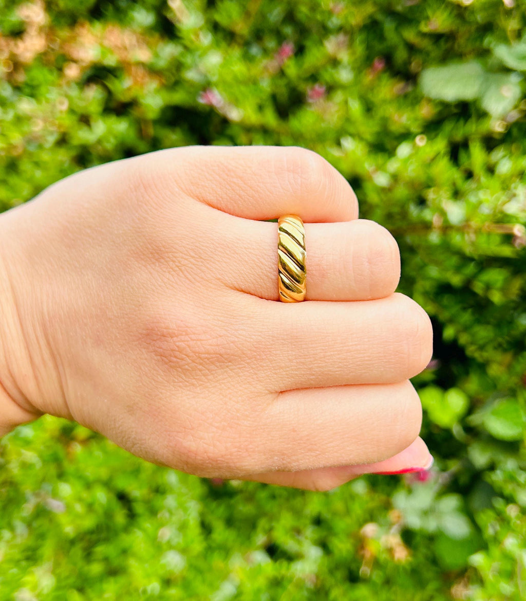 Tarnish Free Gold Ring, Waterproof Gold Ring, Croissant Ring, Dome Ring, Thumb Ring, Adjustable Ring, Stacking Rings, Minimalist Ring