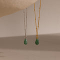 Tear Drop Jade Necklace by Caitlyn Minimalist • Jade Pendant Necklace on Beaded Satellite Chain • Boho Silver Jewelry • Gift for Her • NR295
