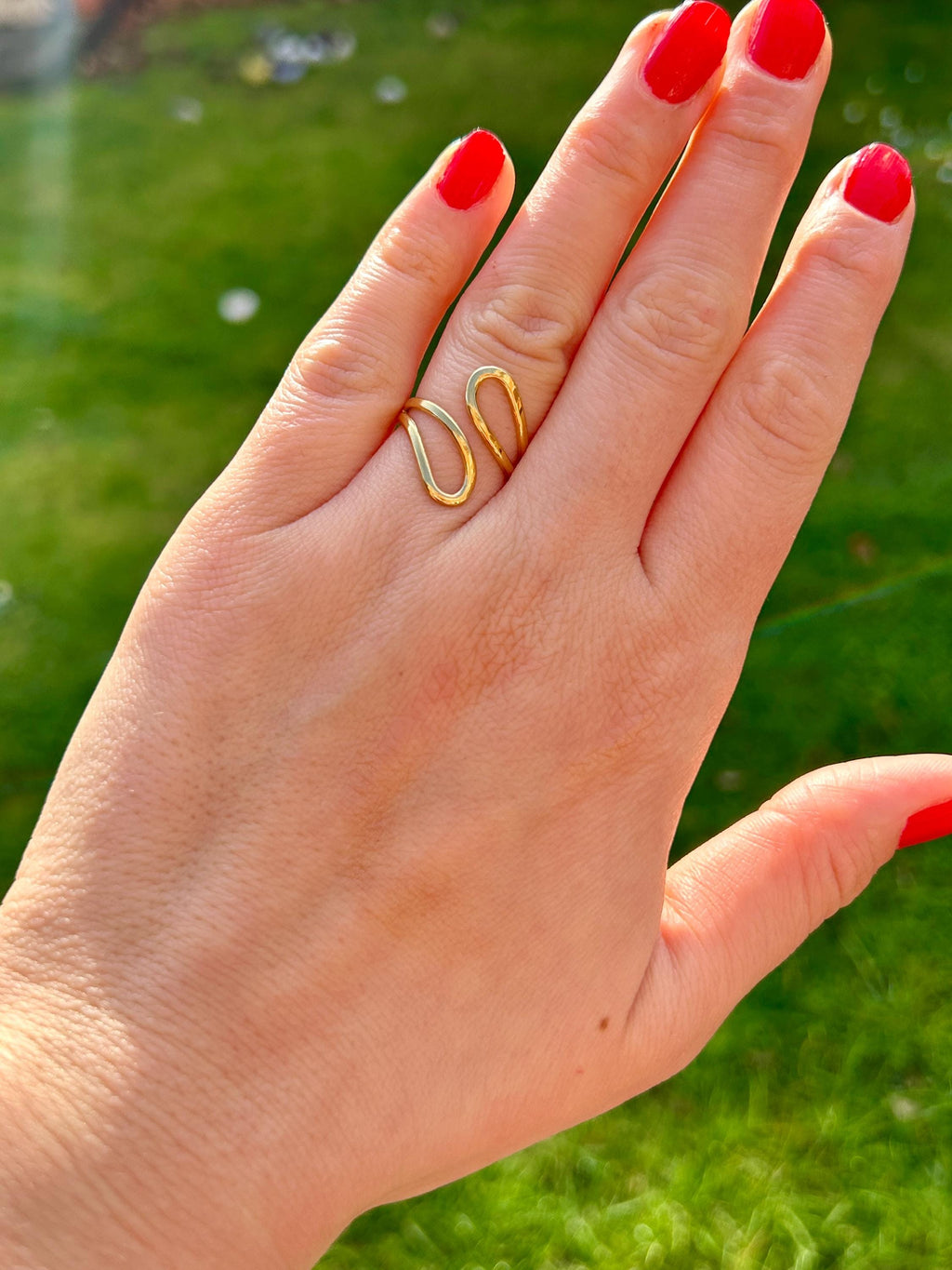 Waterproof Gold Ring, Minimalist Ring Band, Gold Stacking Ring, Non Tarnish, Bypass Ring