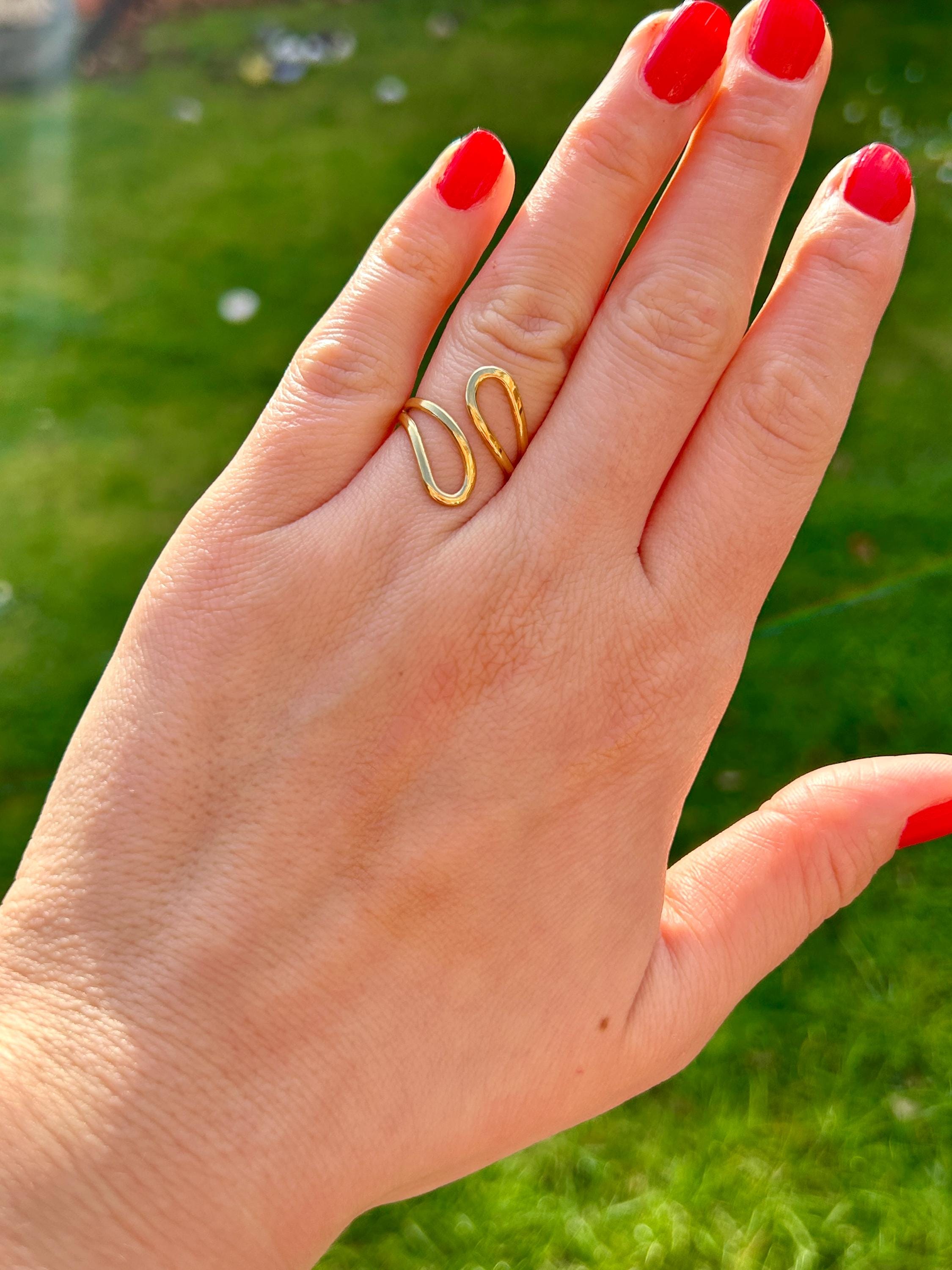 Waterproof Gold Ring, Minimalist Ring Band, Gold Stacking Ring, Non Tarnish, Bypass Ring