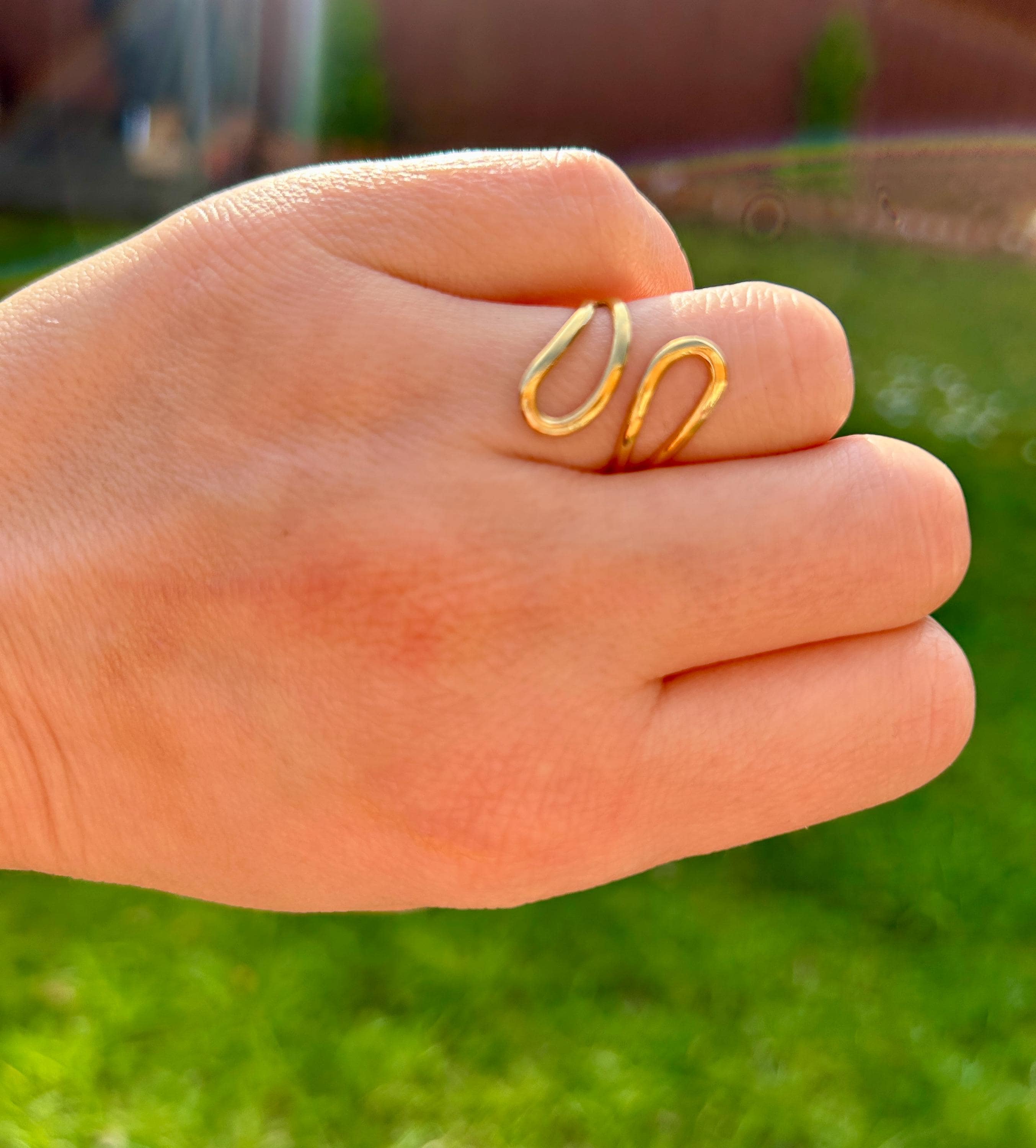 Waterproof Gold Ring, Minimalist Ring Band, Gold Stacking Ring, Non Tarnish, Bypass Ring