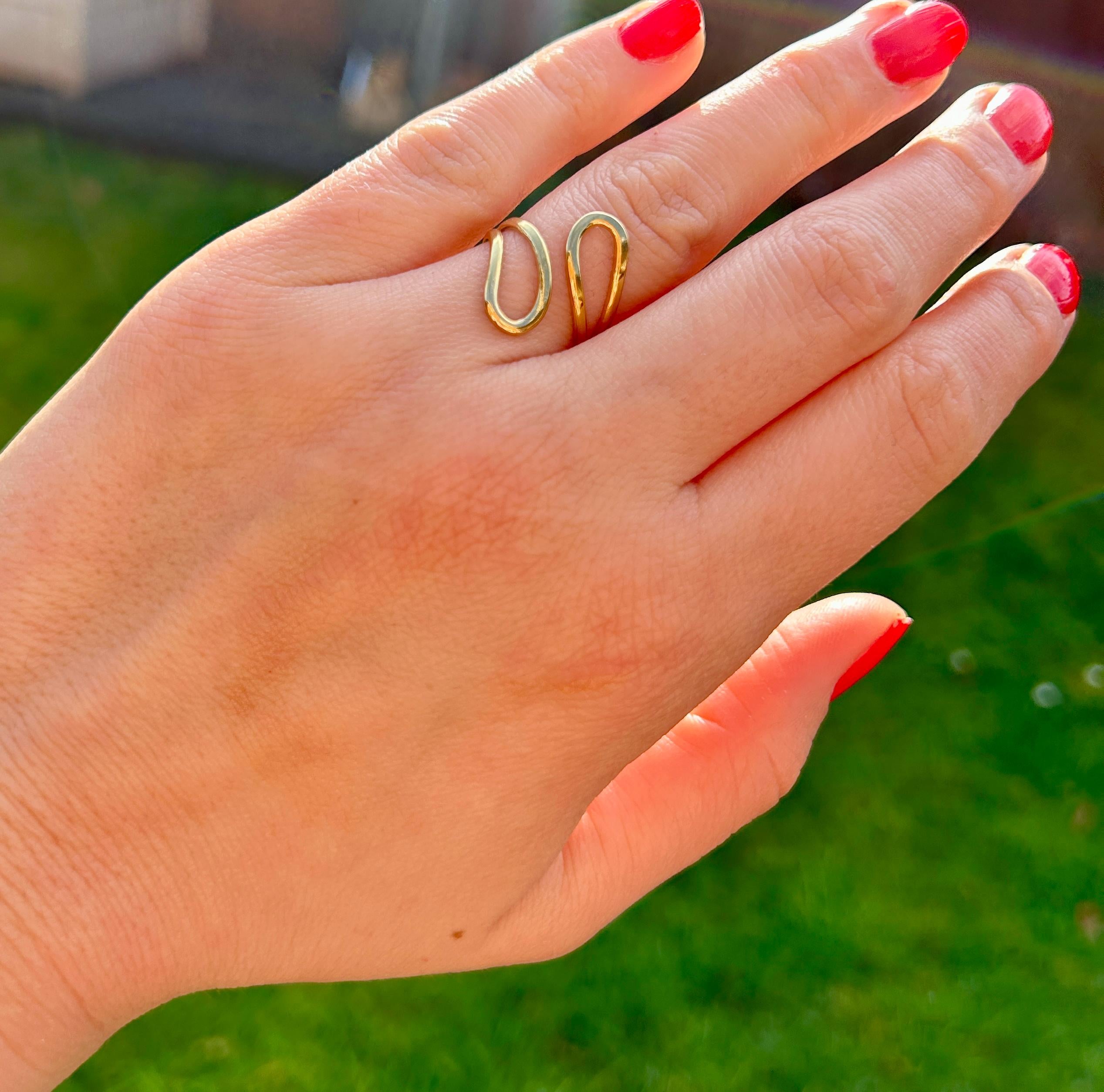Waterproof Gold Ring, Minimalist Ring Band, Gold Stacking Ring, Non Tarnish, Bypass Ring